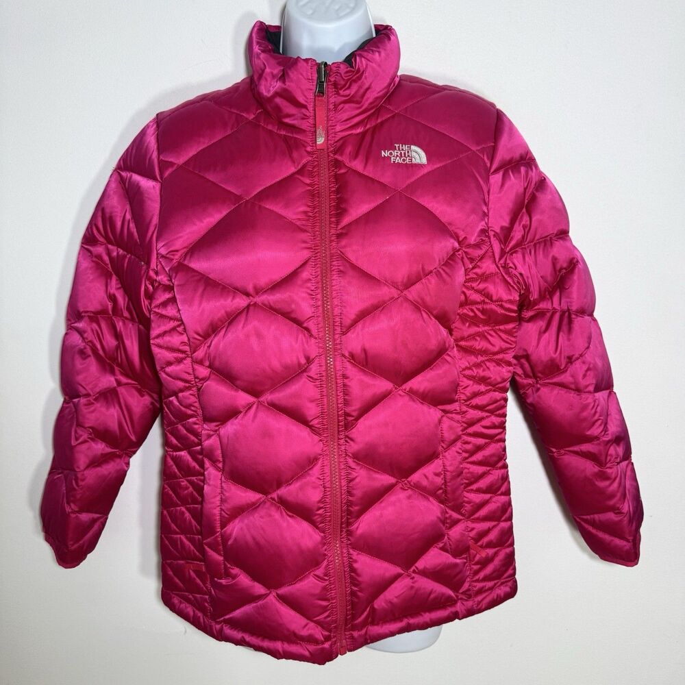 The North Face 550 Aconcagua Down Puffer Jacket Pink Full Zip Kid Girls Sz XL 18